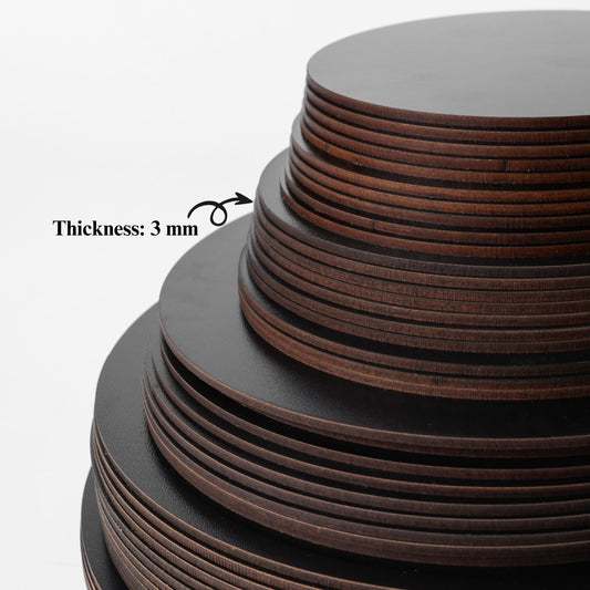 3MM, MDF, BLACK, ROUND,  Plain Wooden Boards