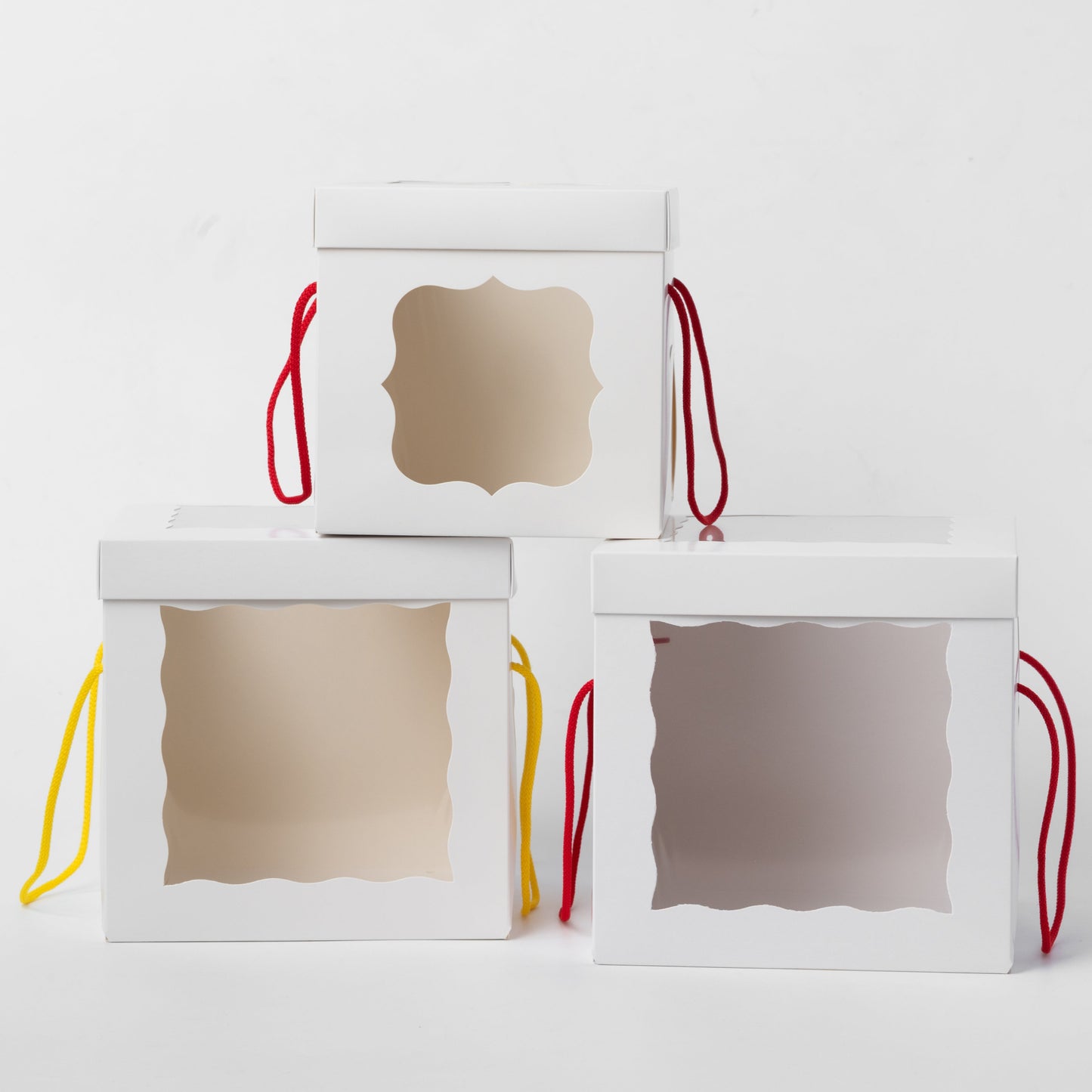 Windowed White Cake Box 20 x 20 x 20 cm with Handles