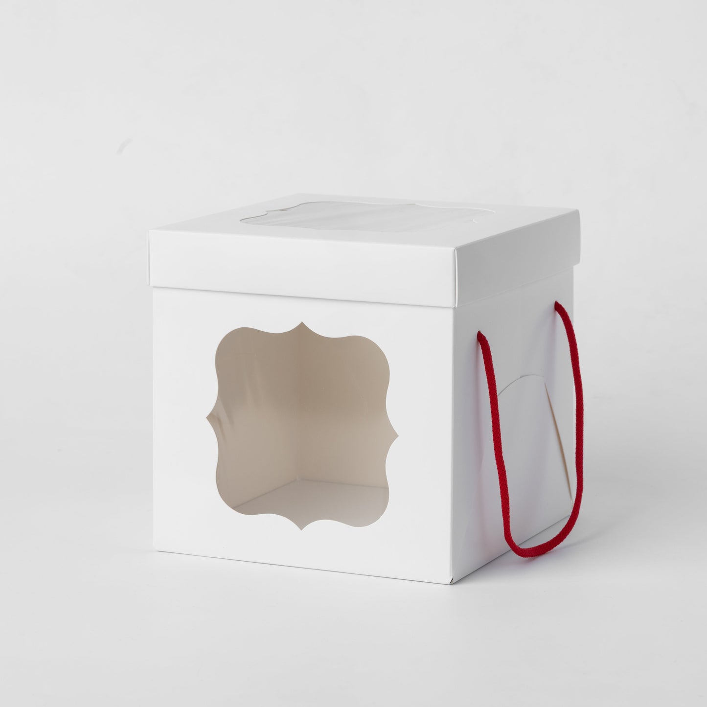 Windowed White Cake Box 17 x 17 x 17 cm with Handles