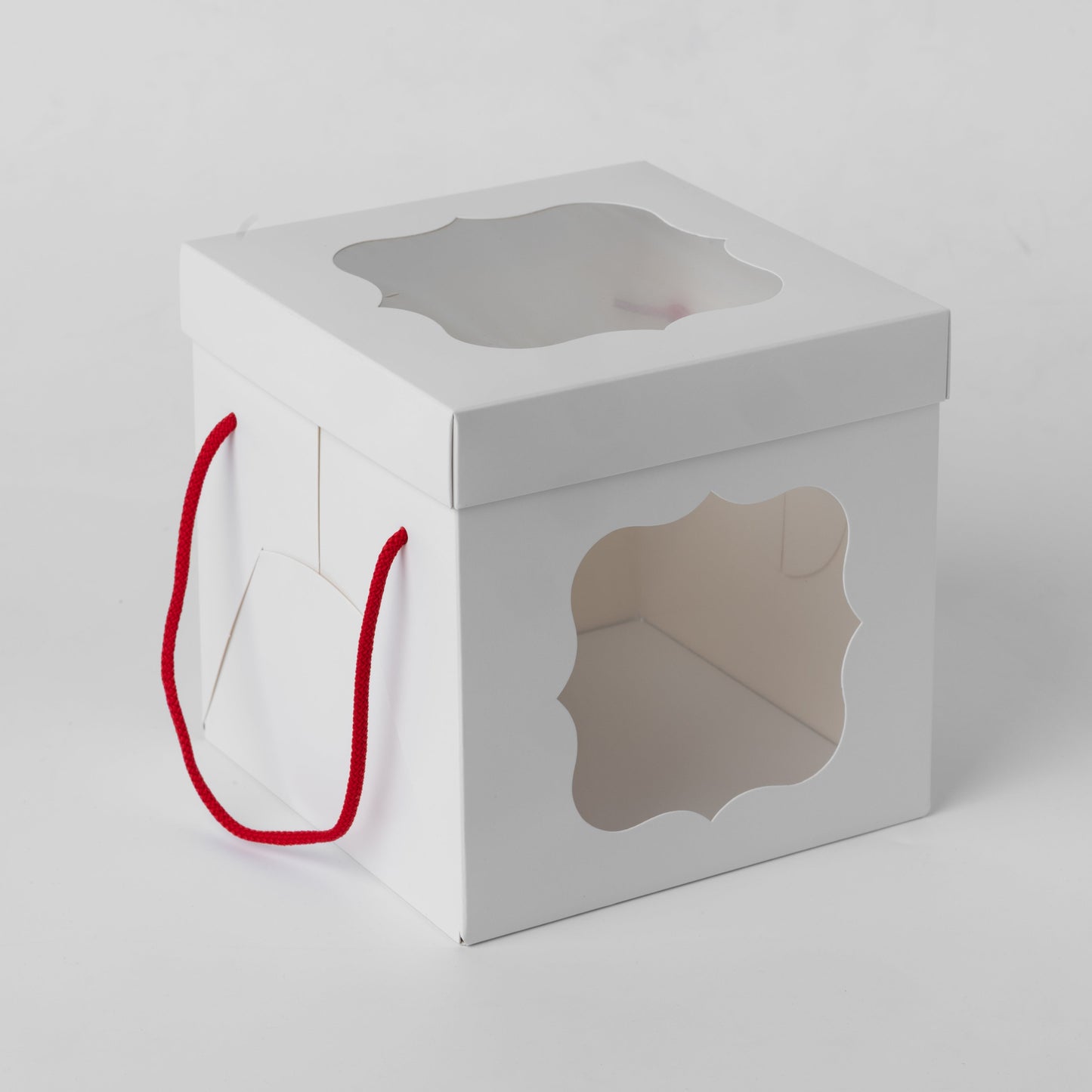 Windowed White Cake Box 17 x 17 x 17 cm with Handles