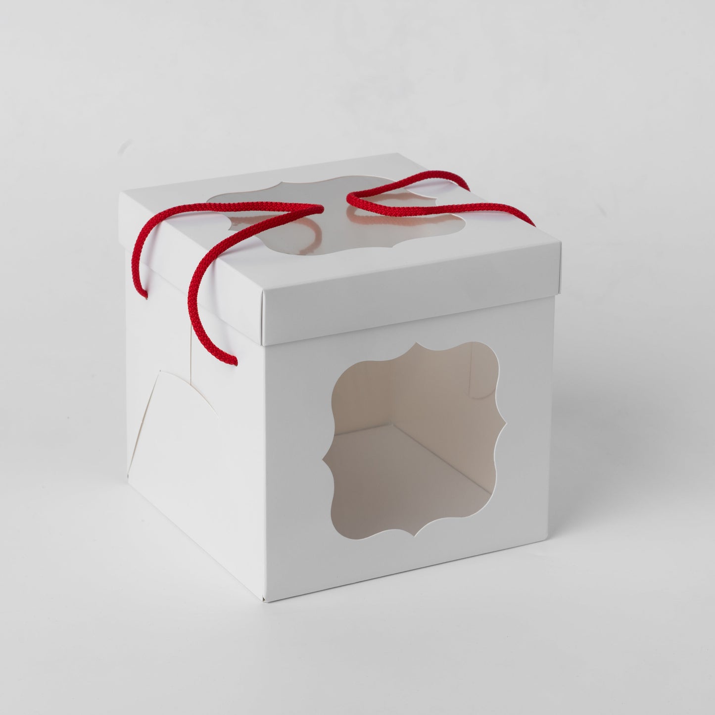 Windowed White Cake Box 17 x 17 x 17 cm with Handles