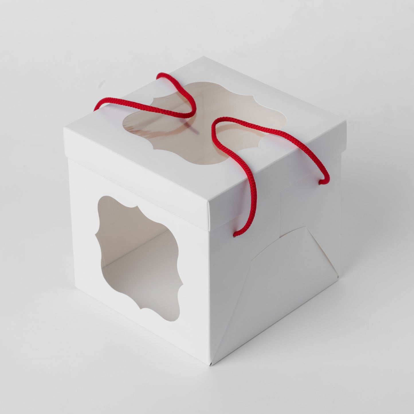 Windowed White Cake Box 17 x 17 x 17 cm with Handles