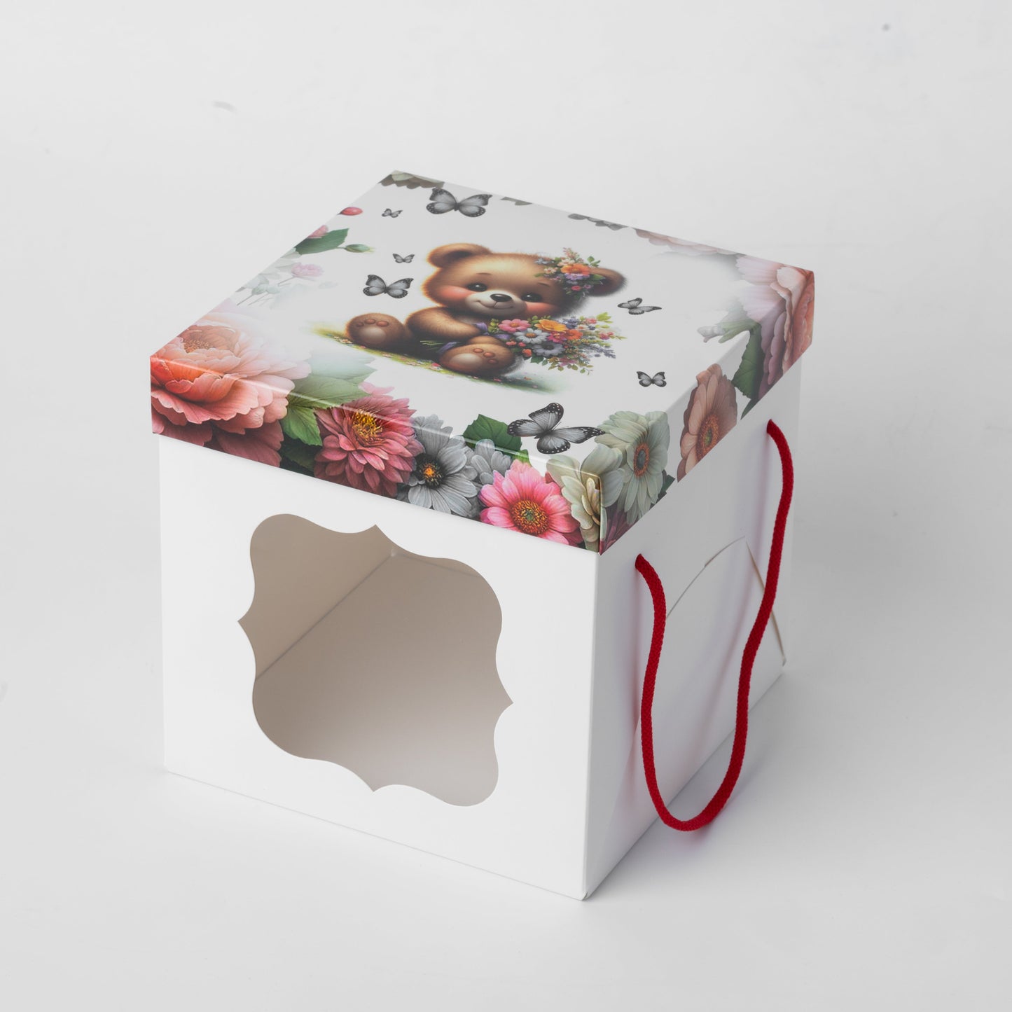 Windowed White Cake Box 17 x 17 x 17 cm with Handles