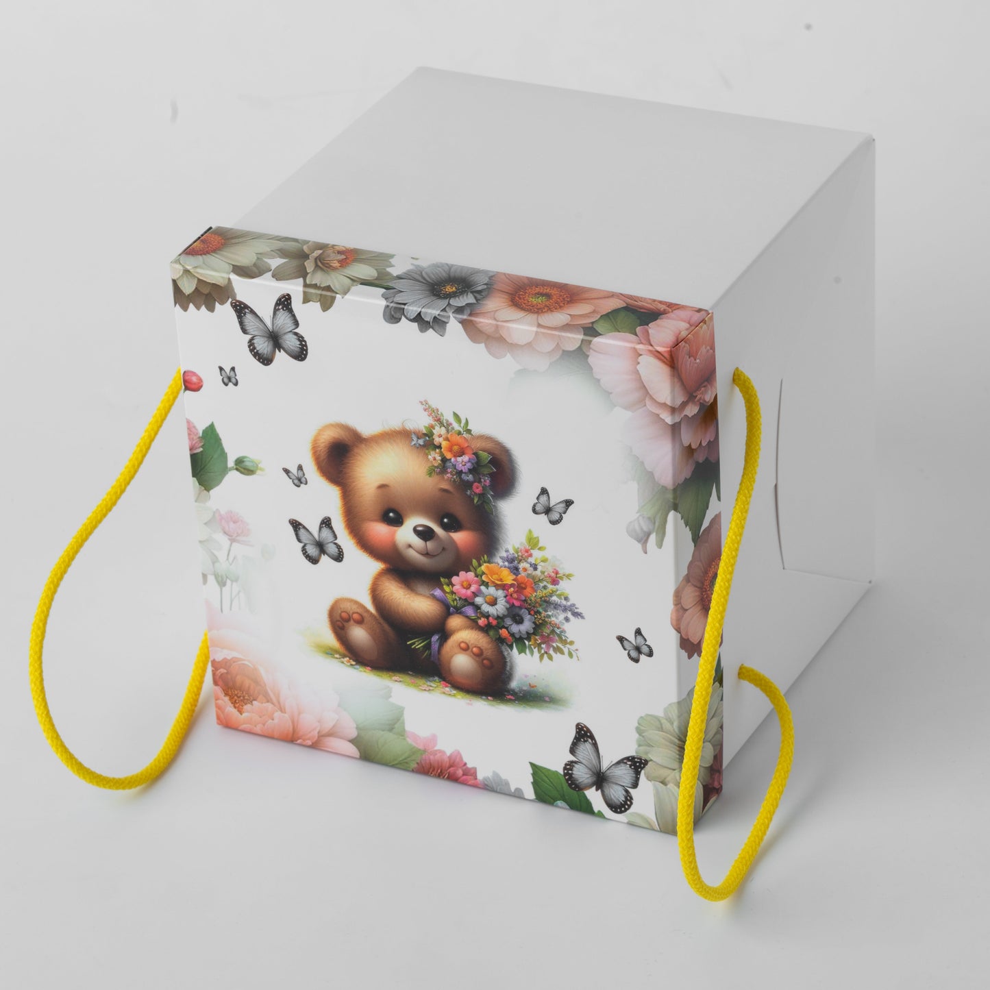 Windowed White Cake Box 17 x 17 x 17 cm with Handles