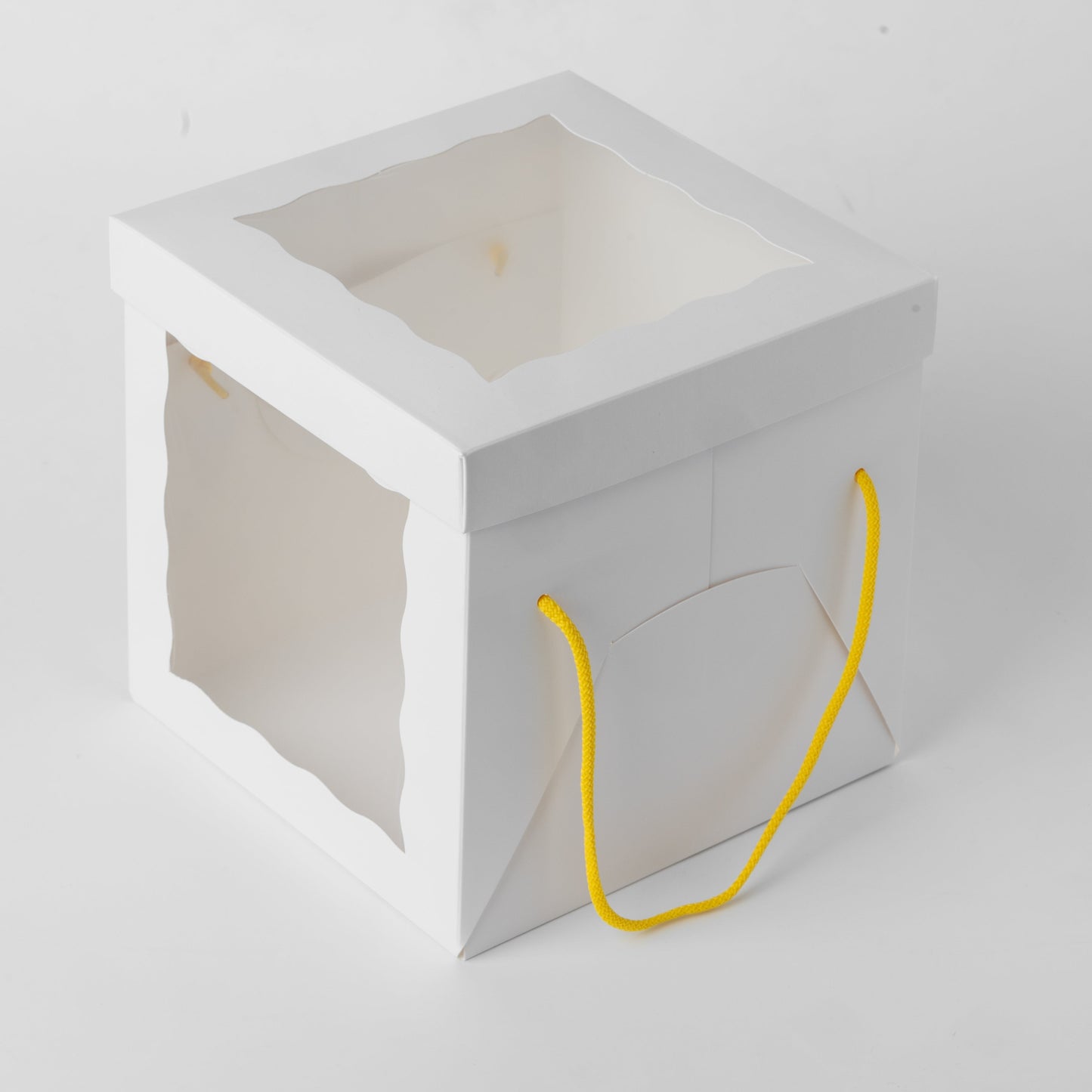 Windowed White Cake Box 20 x 20 x 20 cm with Handles