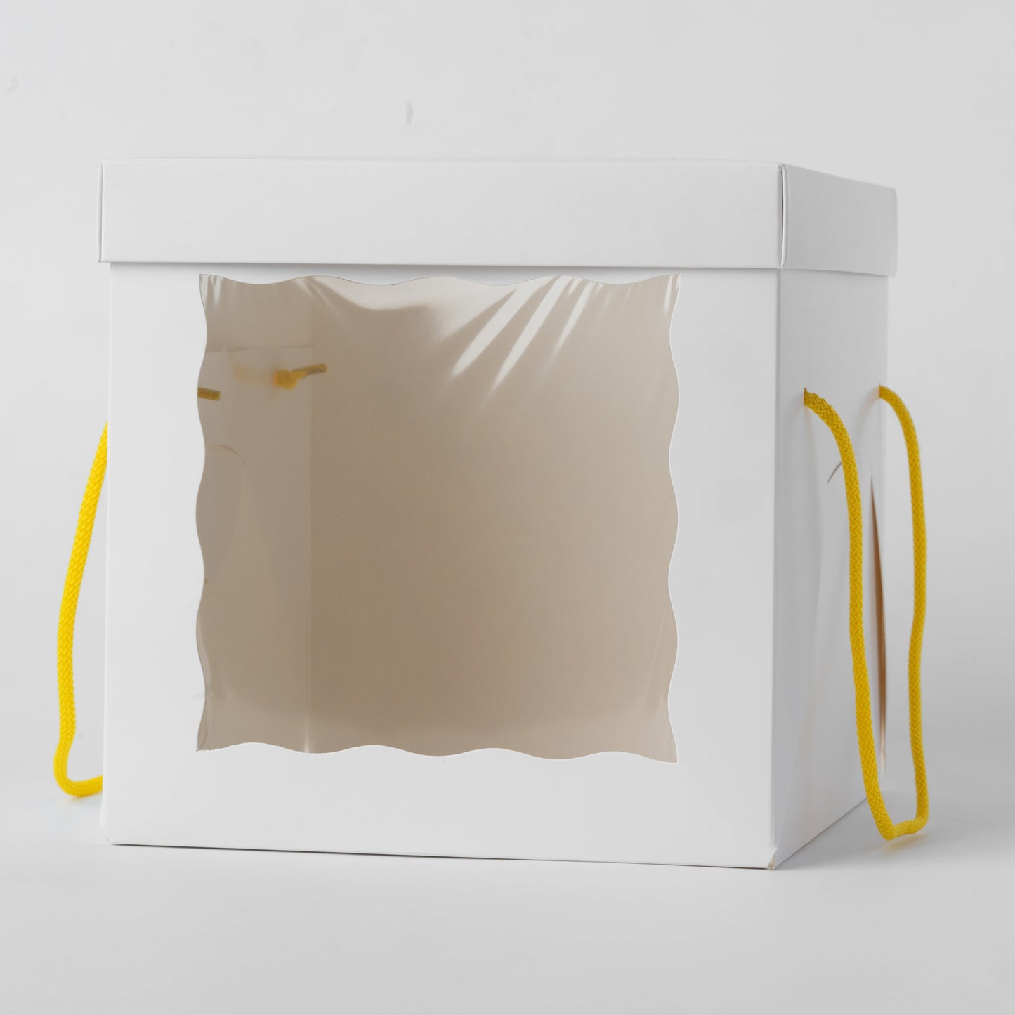 Windowed White Cake Box 20 x 20 x 20 cm with Handles