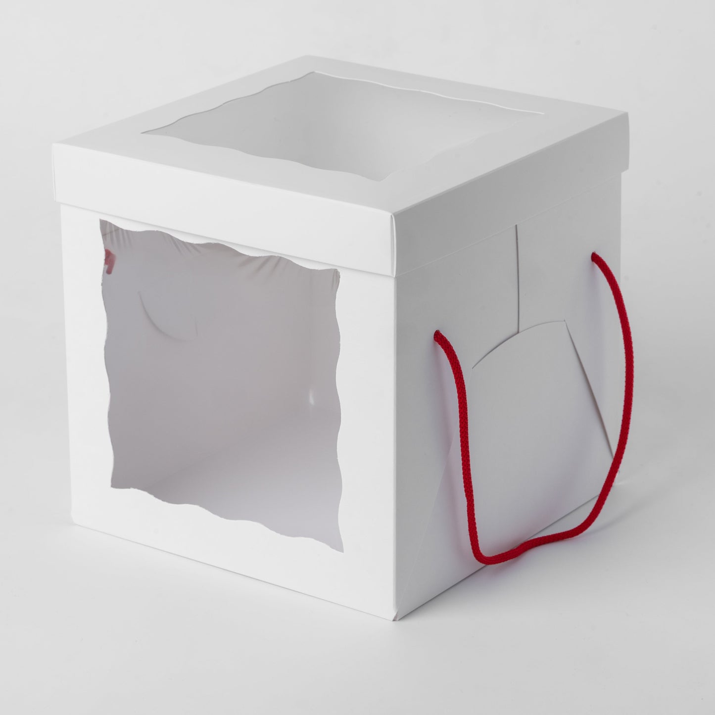 Windowed White Cake Box 20 x 20 x 20 cm with Handles