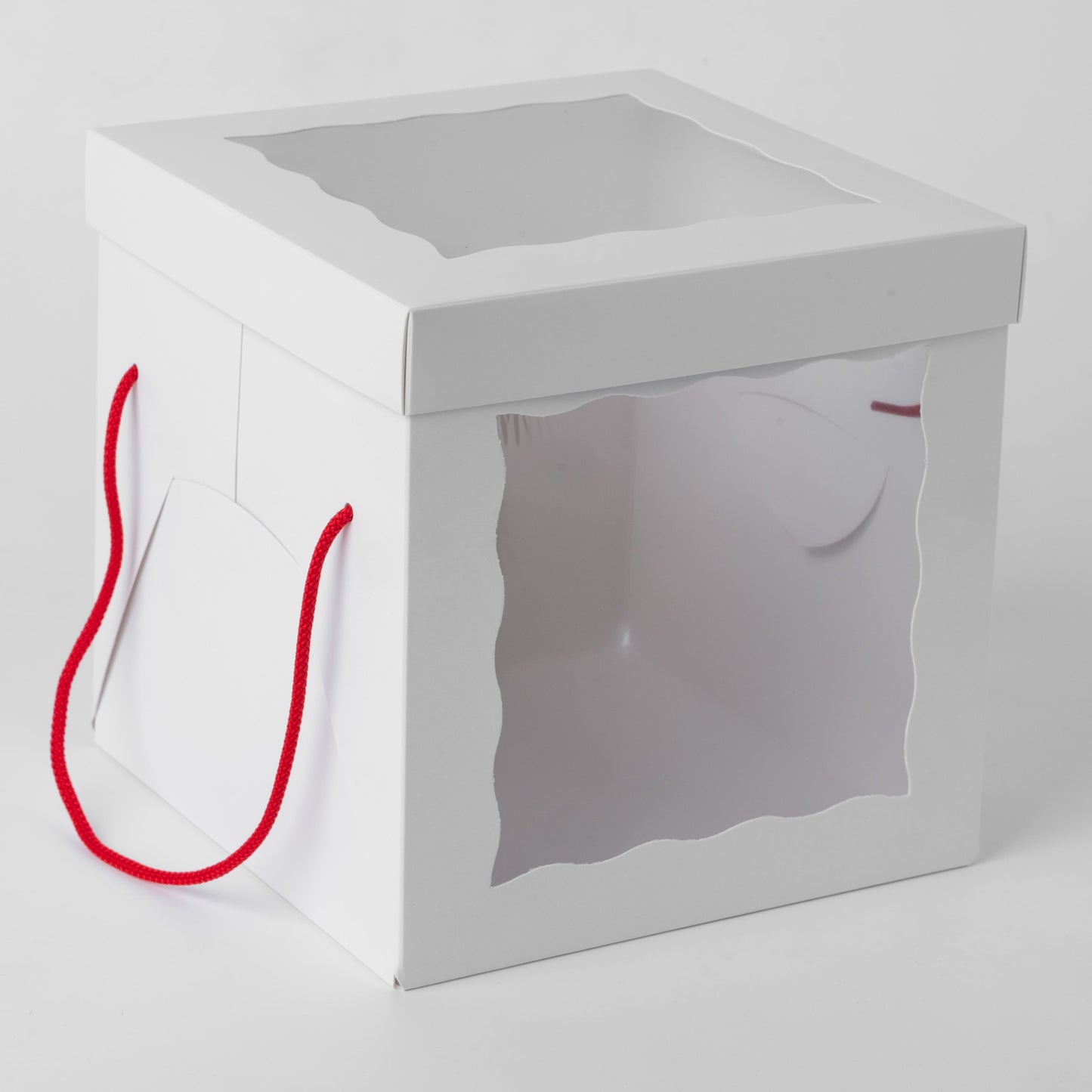 Windowed White Cake Box 20 x 20 x 20 cm with Handles