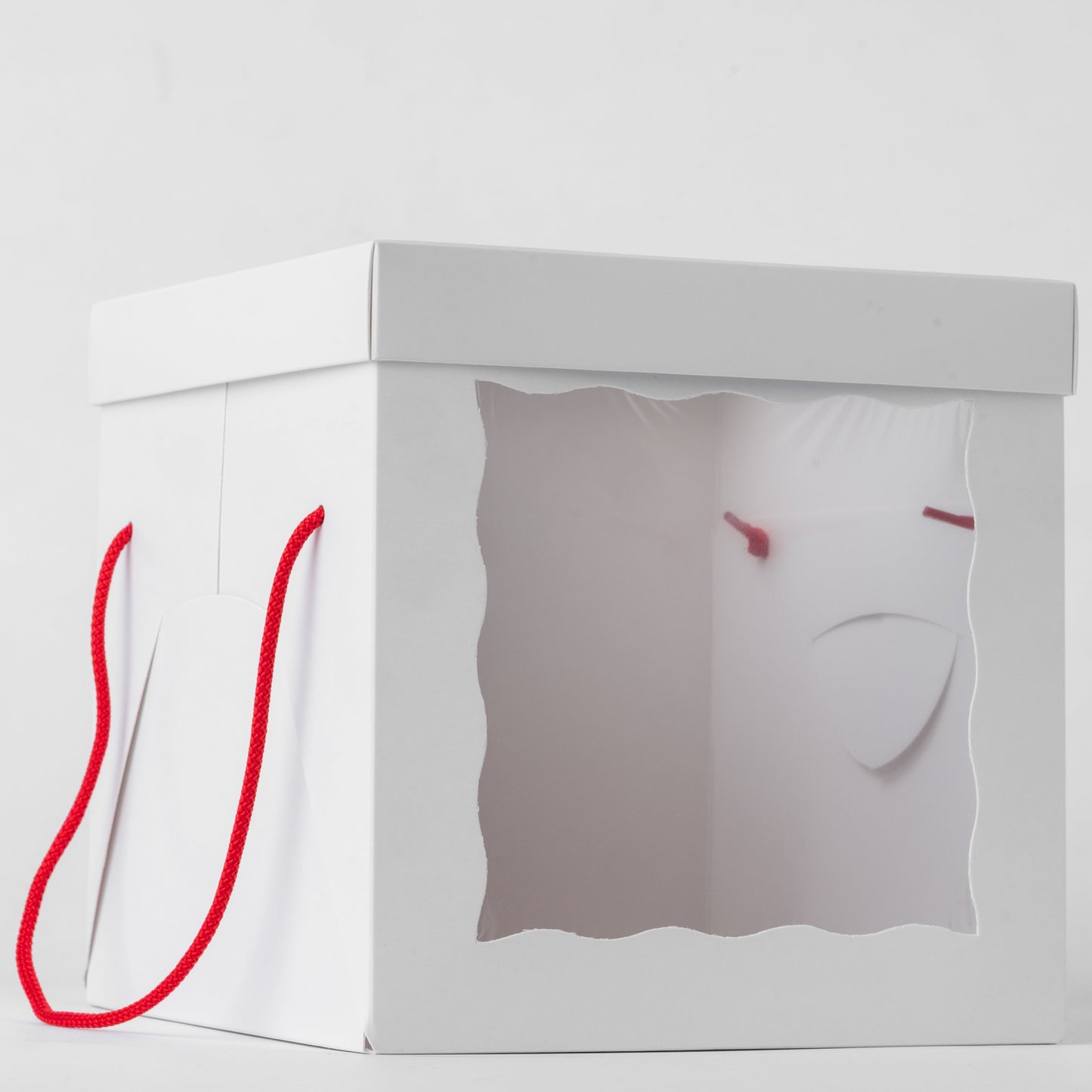 Windowed White Cake Box 20 x 20 x 20 cm with Handles