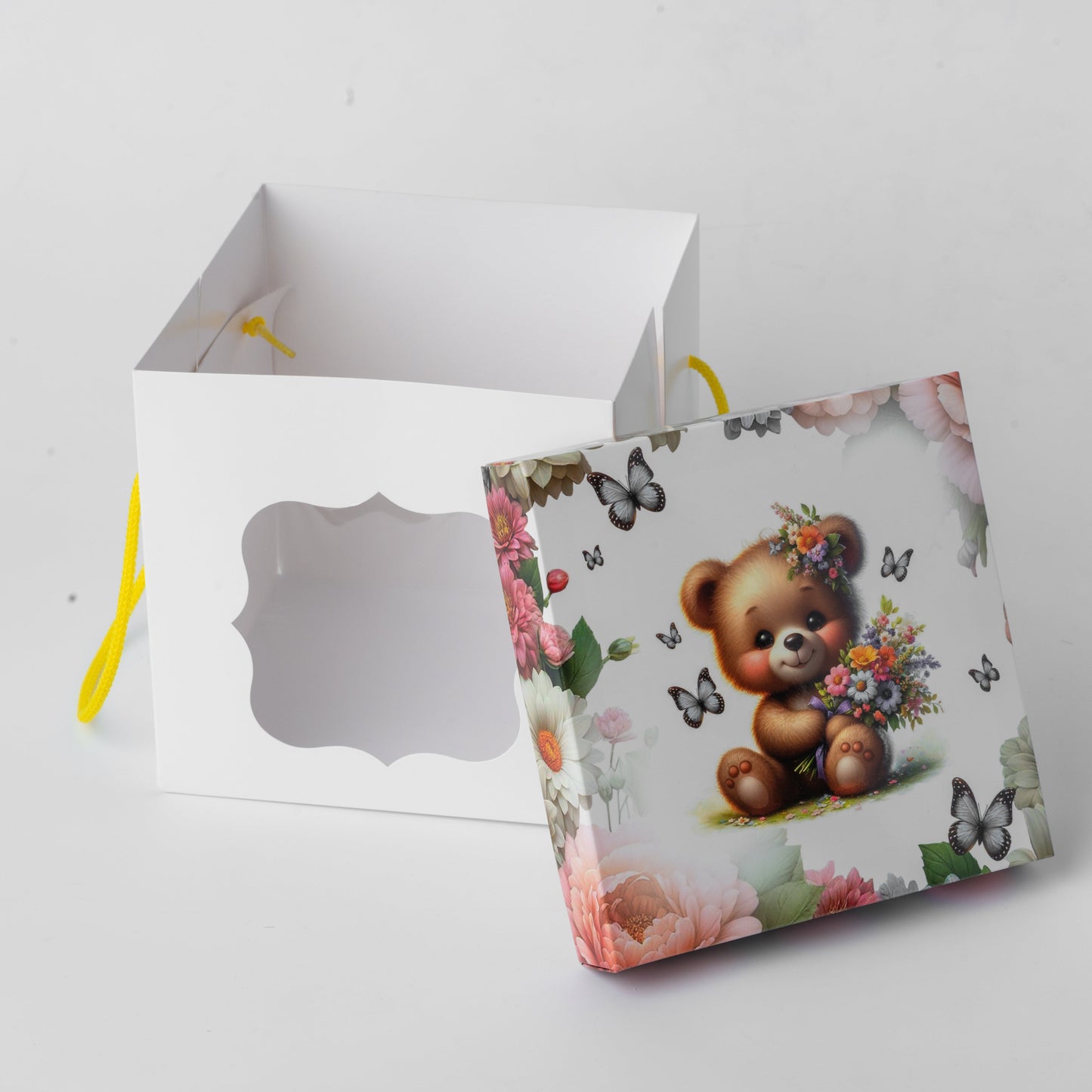 Windowed White Cake Box 17 x 17 x 17 cm with Handles