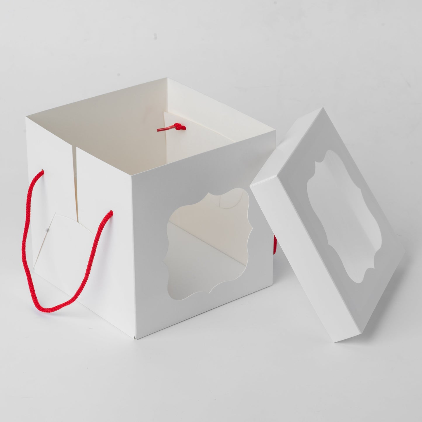 Windowed White Cake Box 17 x 17 x 17 cm with Handles