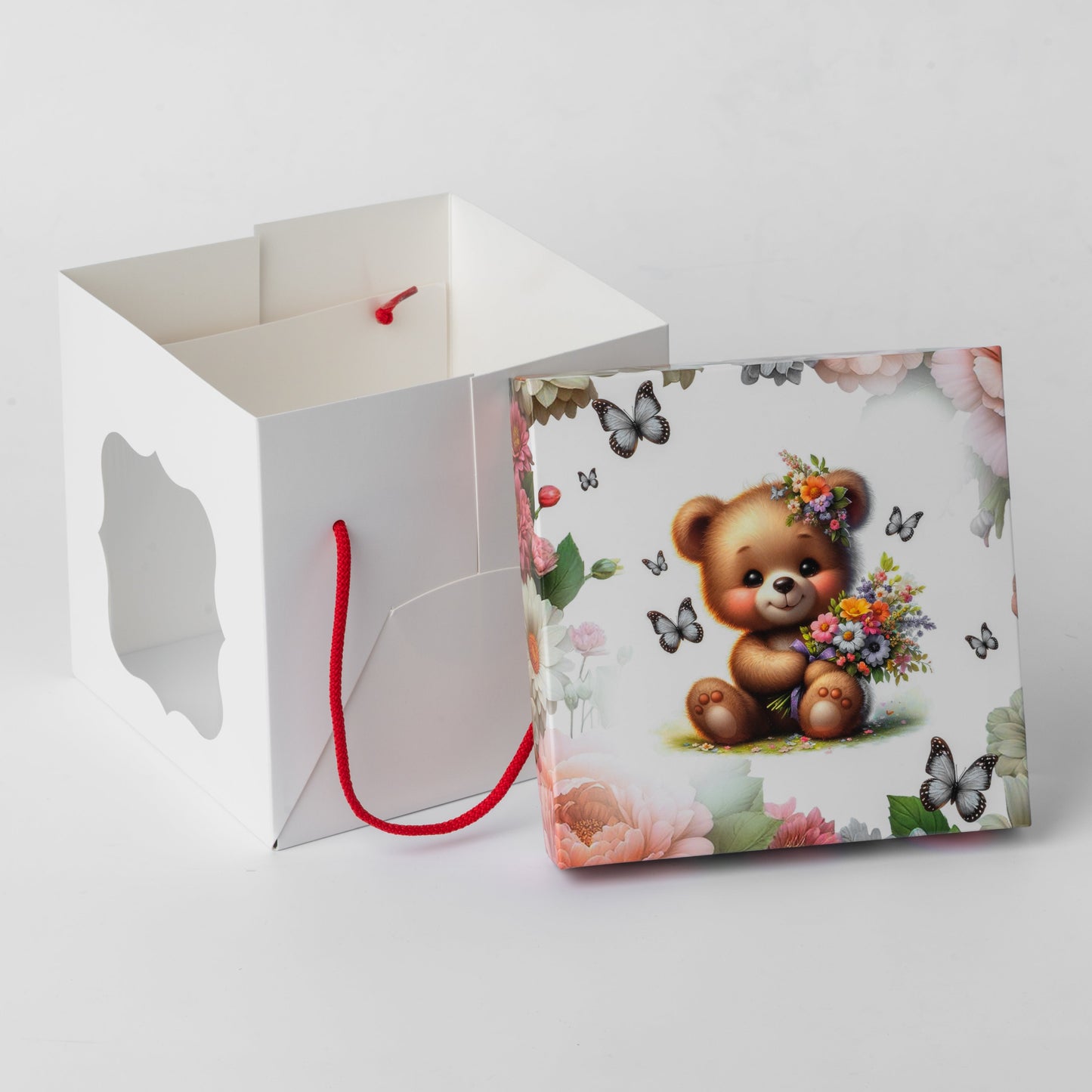Windowed White Cake Box 17 x 17 x 17 cm with Handles