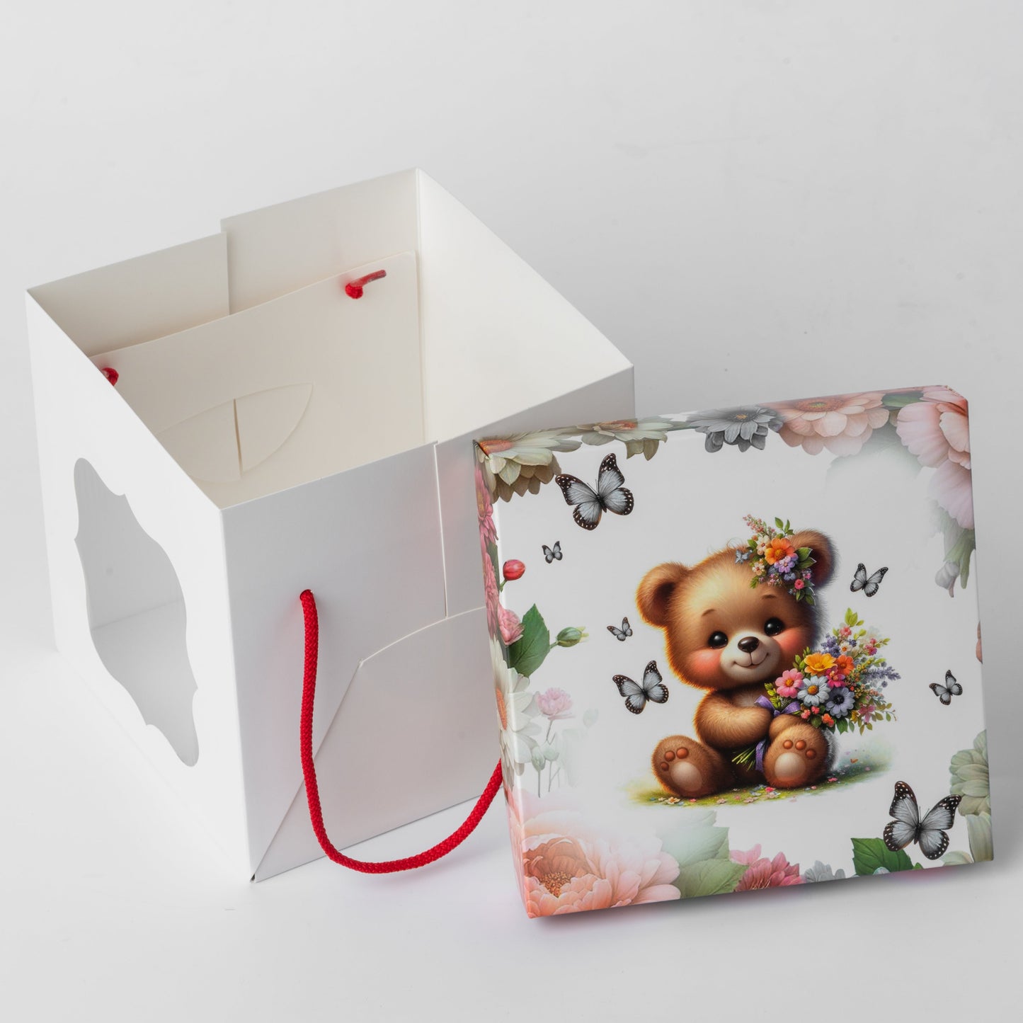 Windowed White Cake Box 17 x 17 x 17 cm with Handles