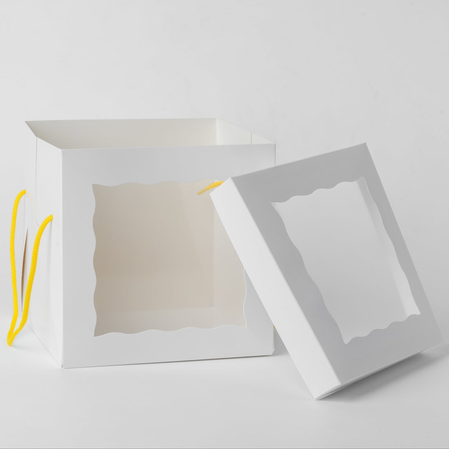 Windowed White Cake Box 20 x 20 x 20 cm with Handles