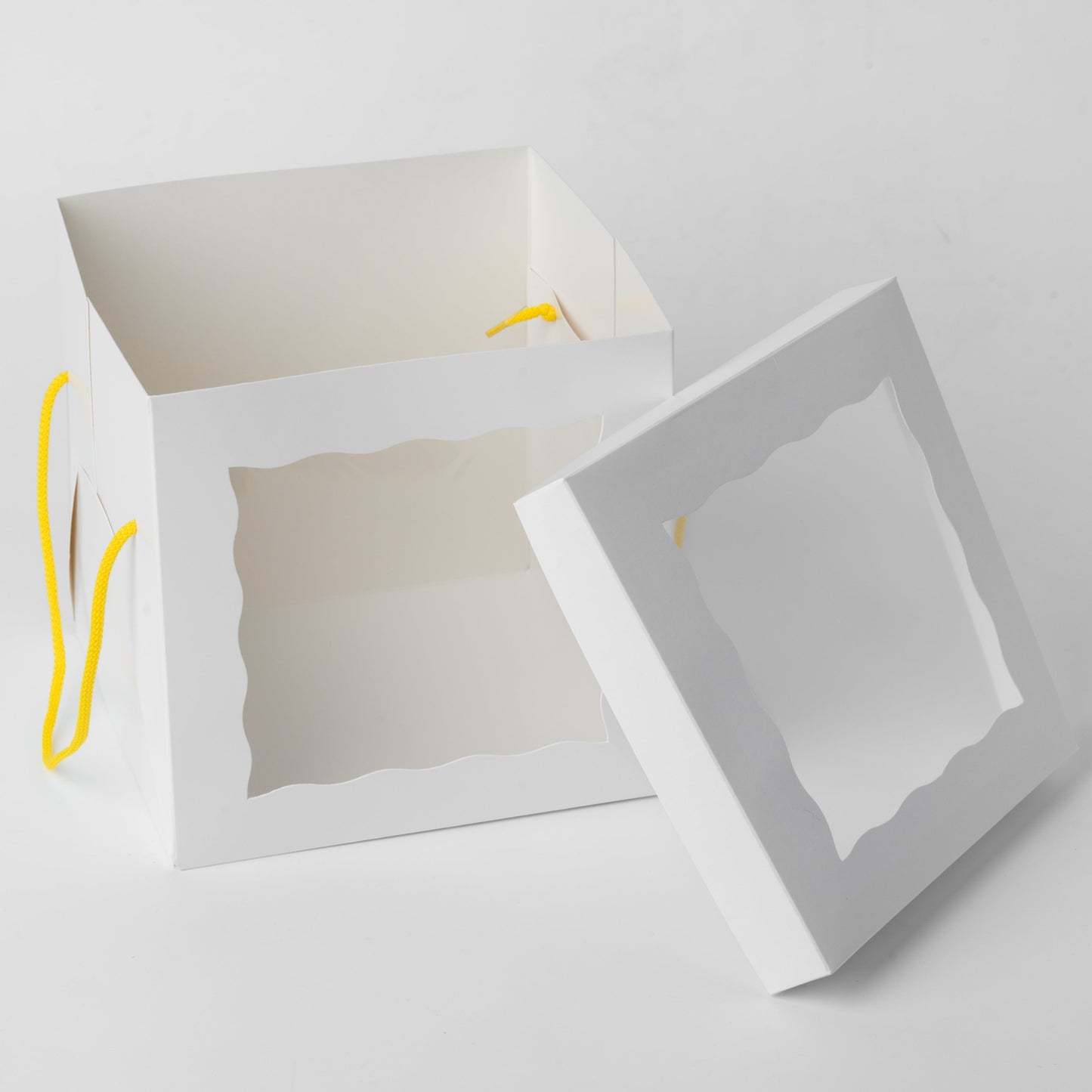 Windowed White Cake Box 20 x 20 x 20 cm with Handles