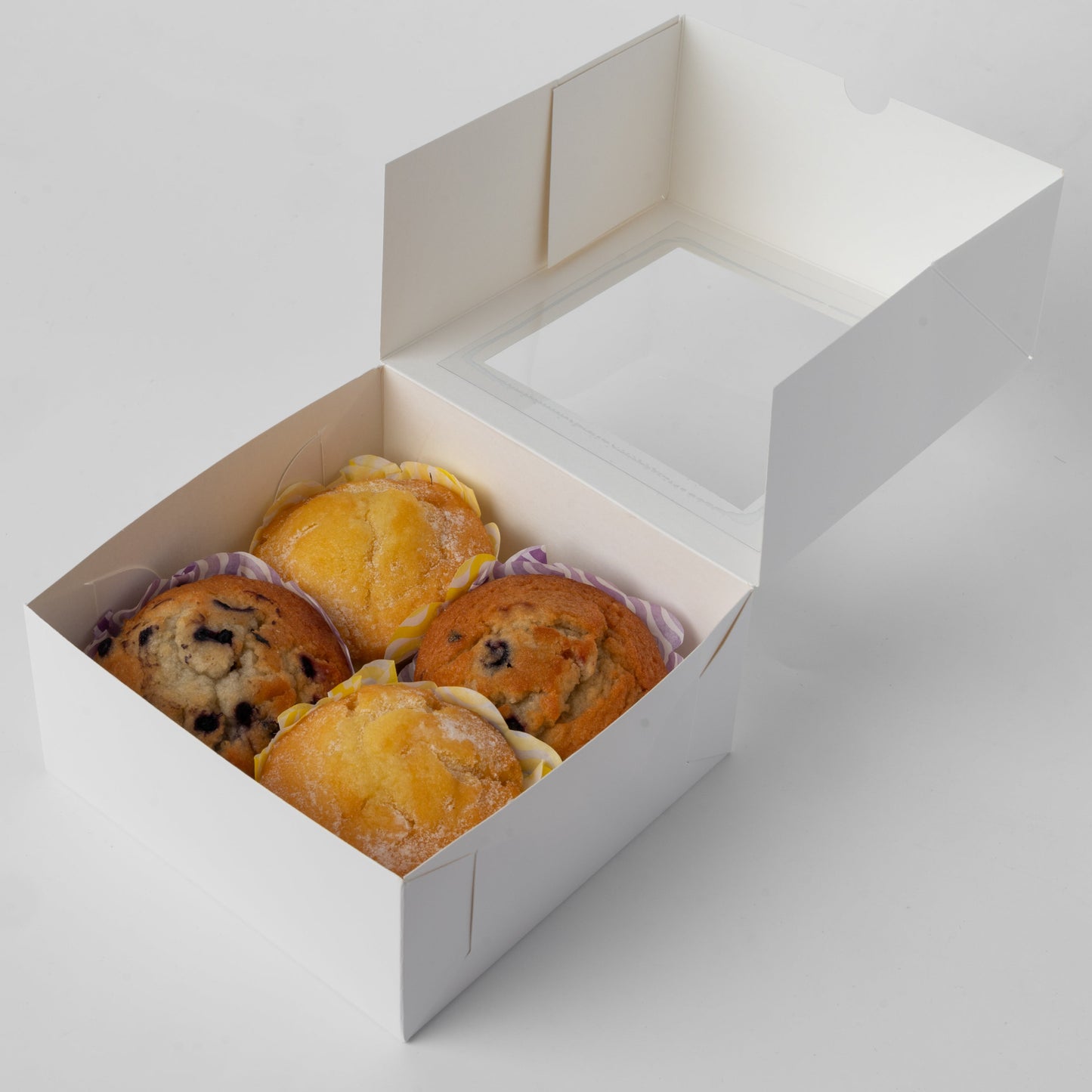 Windowed 4 cupcake box with inserts, CBC16168MC