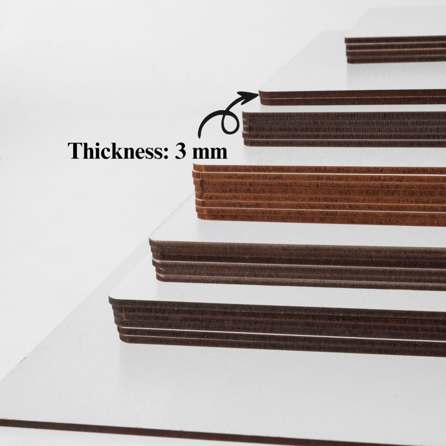 3MM, MDF, WHITE, SQUARE,  Plain Wooden Boards