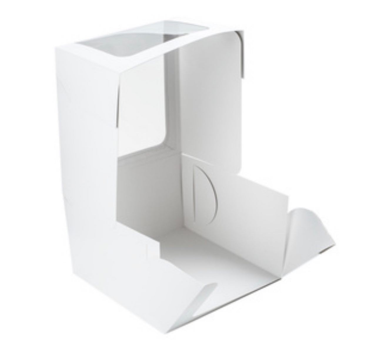 Windowed white cake boxes, plain 25 x 25 x 15 cm