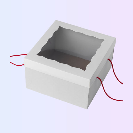 Strong cake box with window lid and rope handles