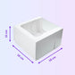 Windowed white cake box 18 x 18 x 15 cm with size guide