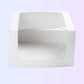 Windowed white cake box front view