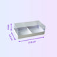 Transparent box for 2 mini cakes 17.5 x 8.5 x 6 cm with size guide