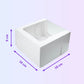 Windowed white cake box 18 x 18 x 9 cm with size guide