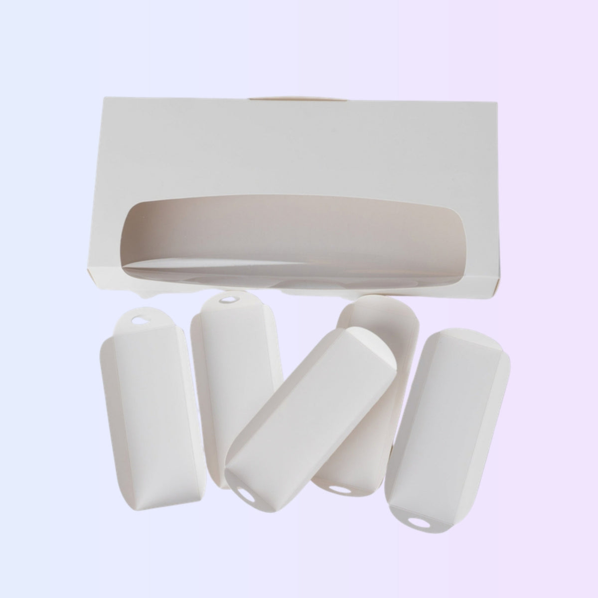 Windowed eclair box with five inserts