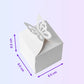 White single cake box with butterfly closure 8.5 x 8.5 x 8.5 cm with size guide