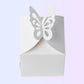 White single cake box with butterfly closure, front view
