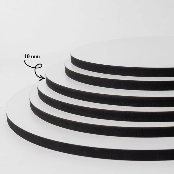White 10 mm (MDF) Cake Board Drum 10mm, 1 pcs