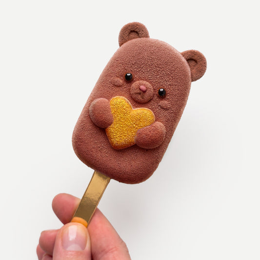 Teddy Heart Lollipop Silicone mould, HM345