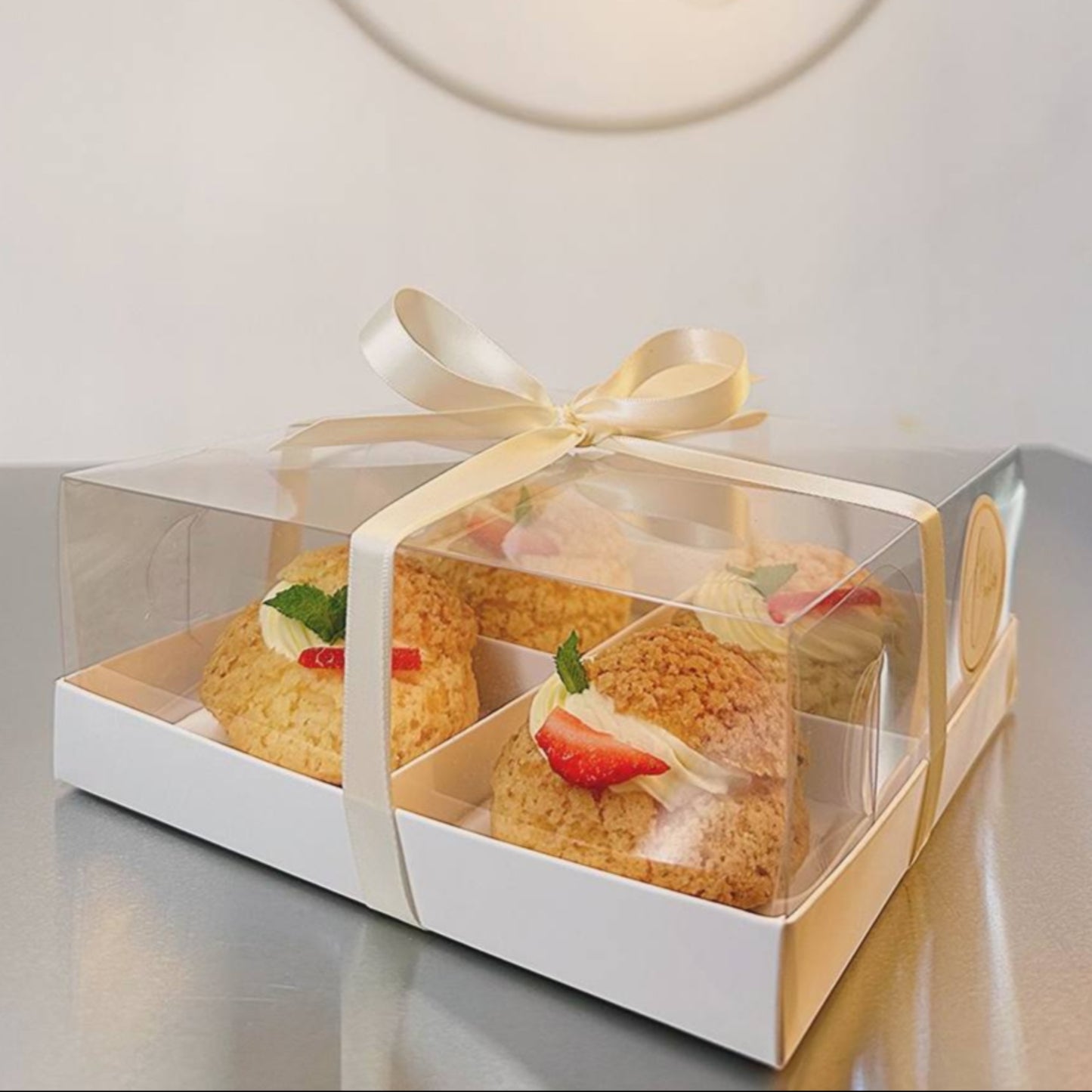 Transparent box for 4 mini cakes, CB17177MC