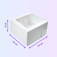 Windowed white cake box 14 x 14 x 8 cm with size guide