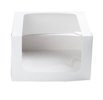 Windowed white cake boxes, plain 18 x 18 x 15 cm