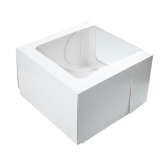 Windowed white cake boxes, plain 25 x 25 x 15 cm